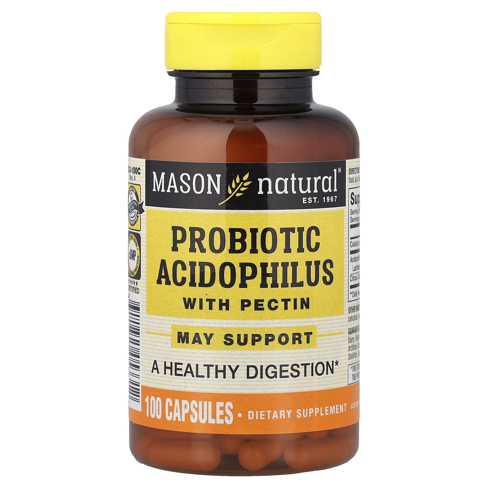Mason Natural, Probiotic Acidophilus with Pectin, 100 Capsules - Image 1