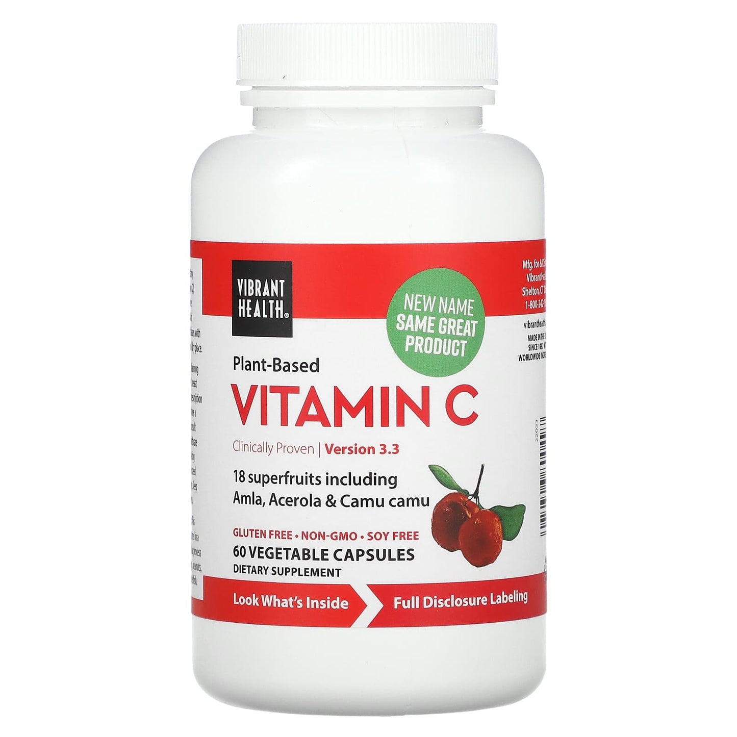 Vibrant Health, Plant-Based Vitamin C, 60 Vegetable Capsules - Image 1