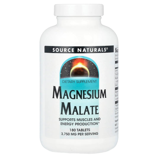 Source Naturals, Magnesium Malate, 180 Tablets - Image 1