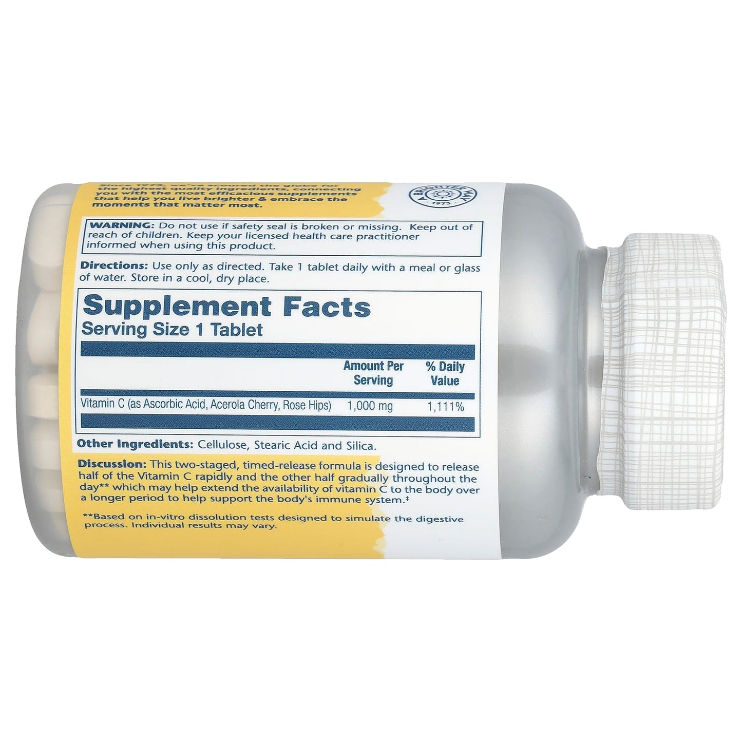 Solaray, Timed Release Vitamin C with Rose Hip & Acerola, 1,000 mg, 100 Tablets - Image 2