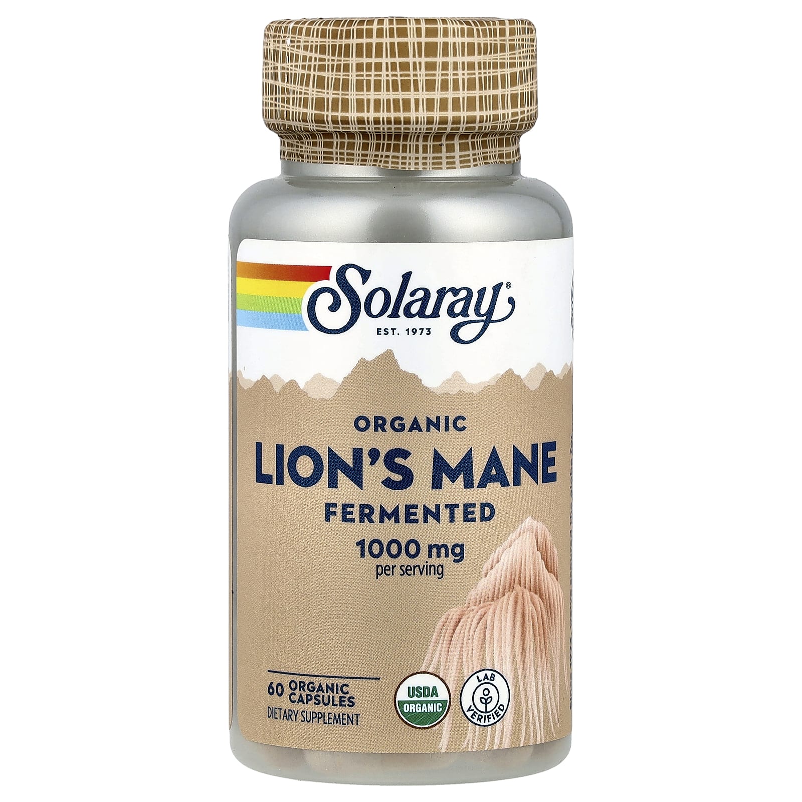Solaray, Organic Lion's Mane, Fermented, 60 Organic Capsules (500 mg per Capsule) - Image 1