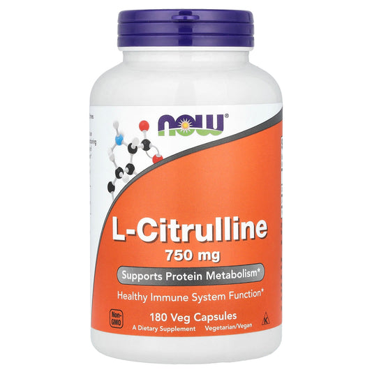 NOW Foods, L-Citrulline, 750 mg, 180 Veg Capsules - Image 1