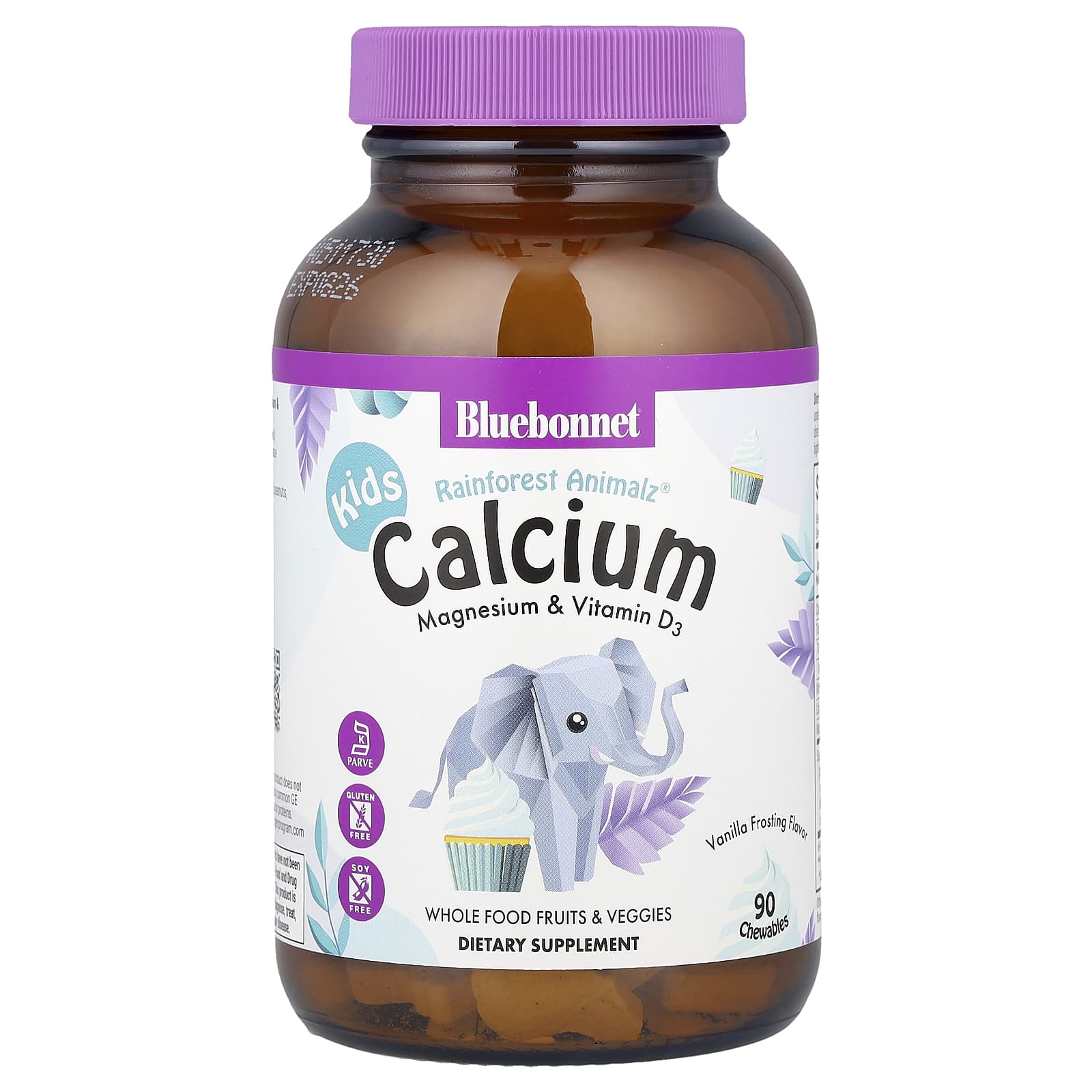 Rainforest Animalz Kids Calcium & Vitamin D3 Chewables - Vanilla Frosting - Image 1