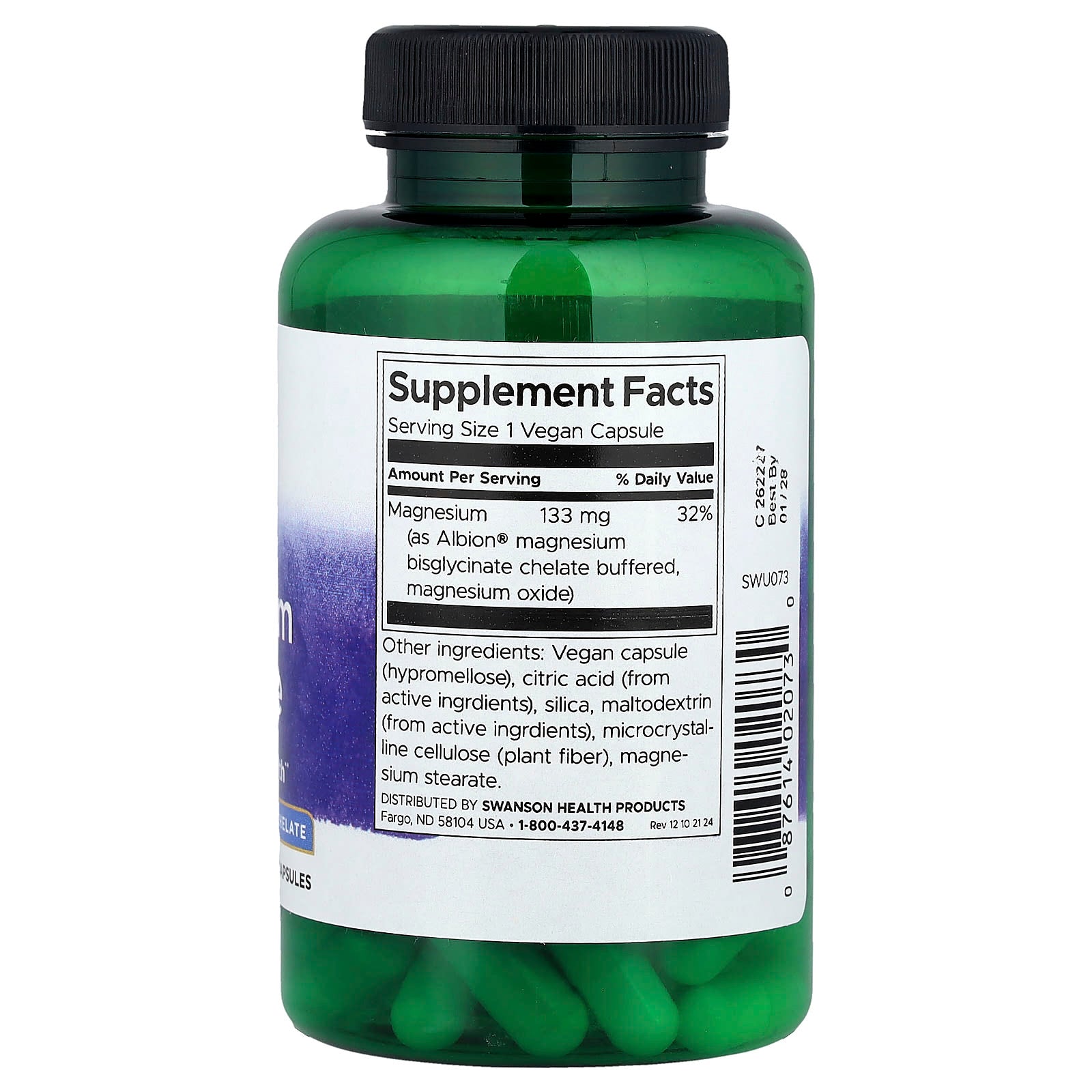 Swanson, Albion®, Magnesium Glycinate, 133 mg, 90 Vegan Capsules