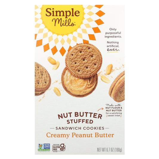 Simple Mills, Nut Butter Stuffed Sandwich Cookies, Creamy Peanut Butter, 6.7 oz (190 g) - Image 1