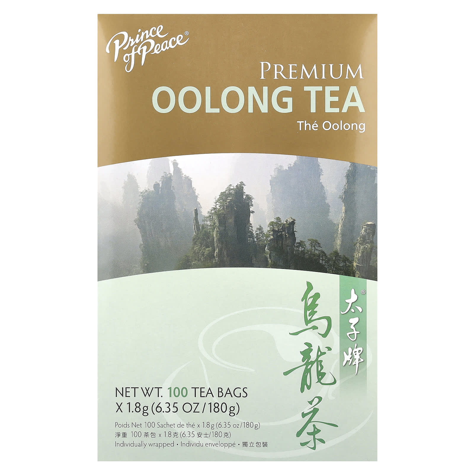Prince of Peace, Premium Oolong Tea, 100 Tea Bags,  6.35 oz (180 g) - Image 1