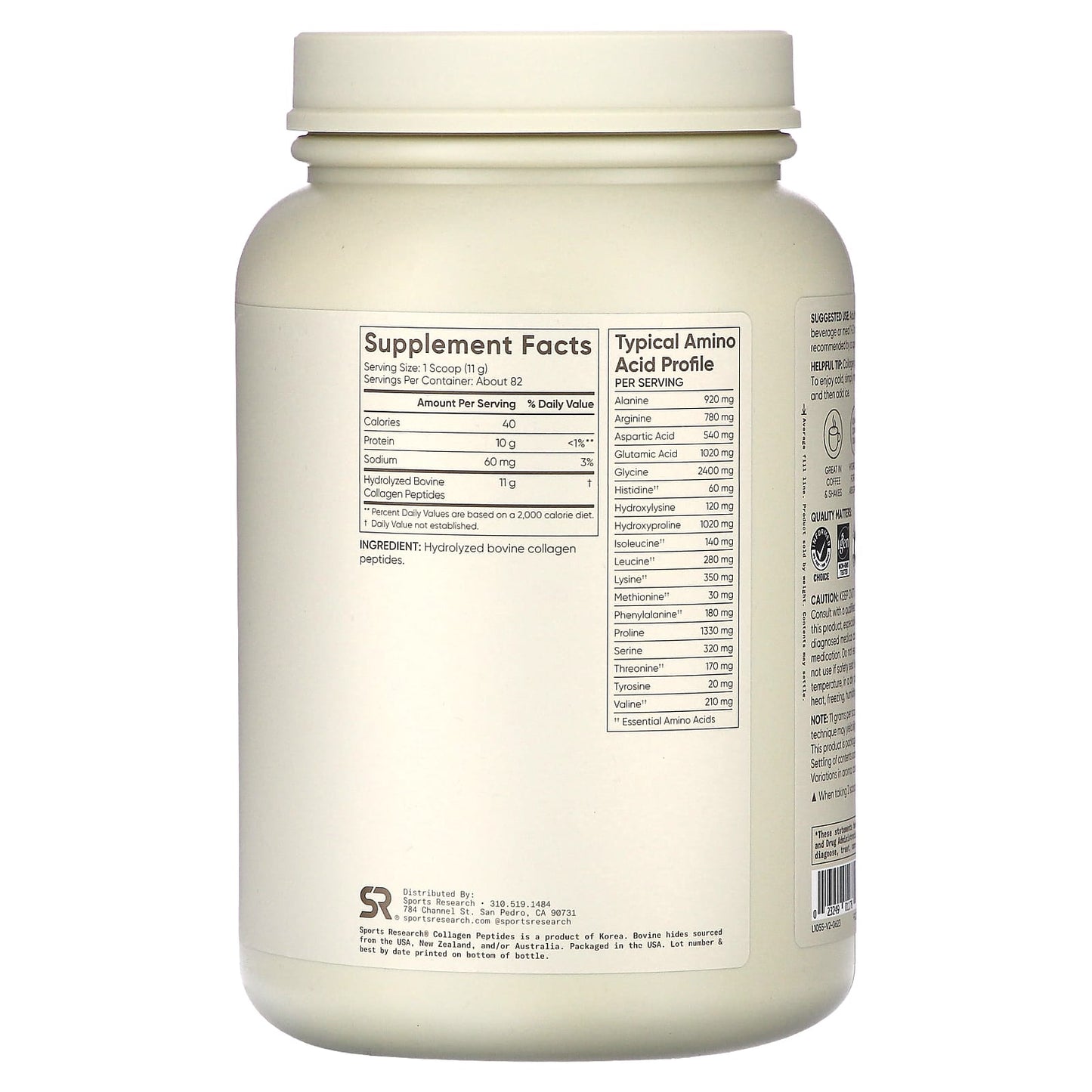 Sports Research, Collagen Peptides, Unflavored, 2 lbs (907 g) - Image 2
