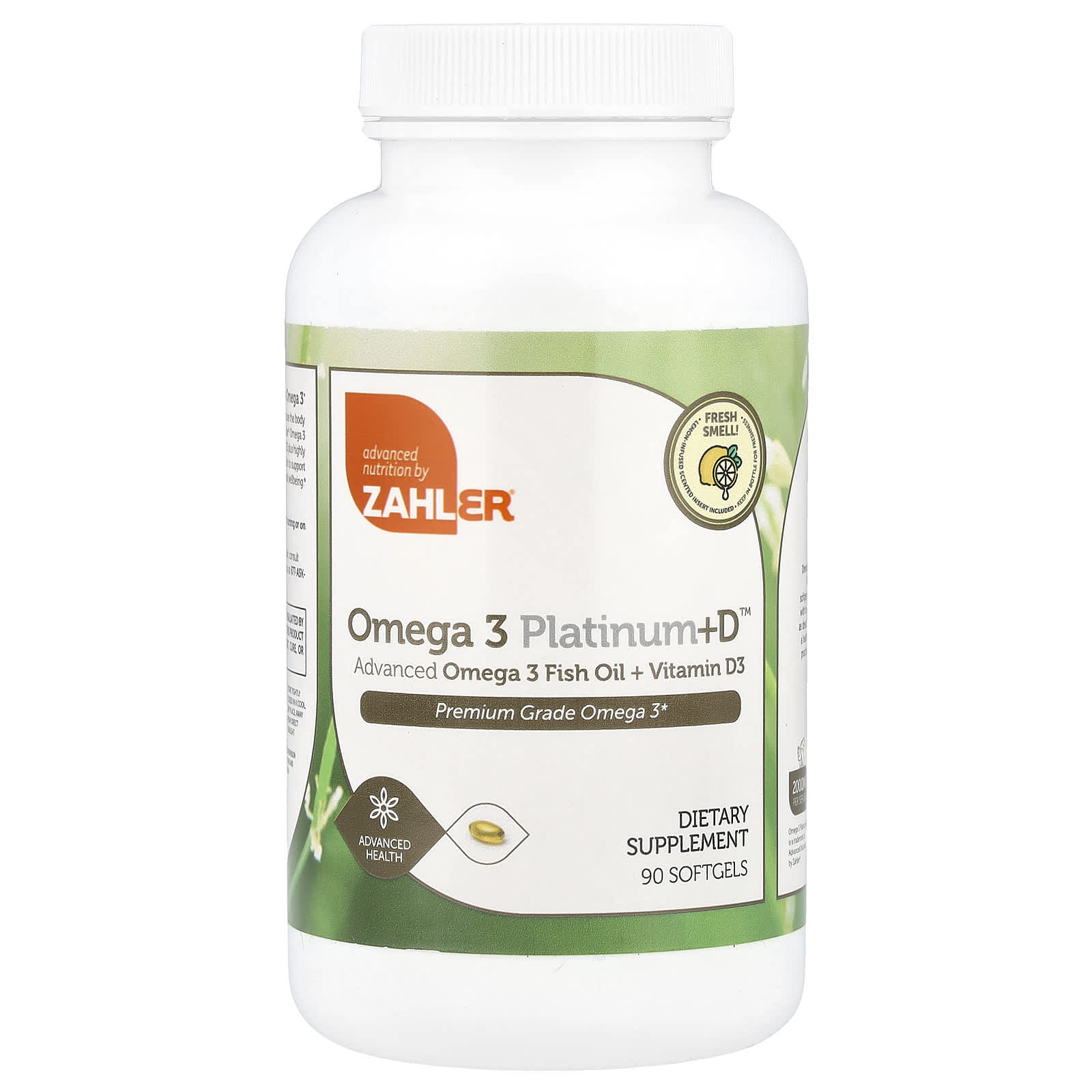 Zahler, Omega 3 Platinum+D™, Advanced Omega 3 Fish Oil + Vitamin D3, 90 Softgels - Image 1