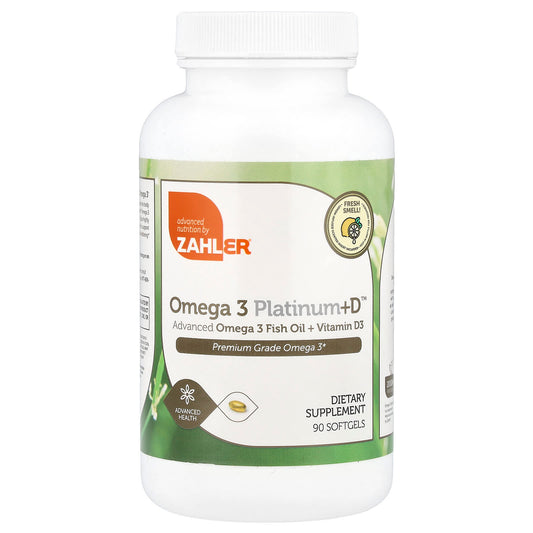 Zahler, Omega 3 Platinum+D™, Advanced Omega 3 Fish Oil + Vitamin D3, 90 Softgels - Image 1