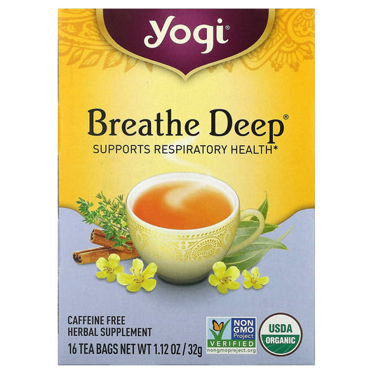 Yogi Tea, Breathe Deep, Caffeine Free, 16 Tea Bags, 1.12 oz (32 g) - Image 1