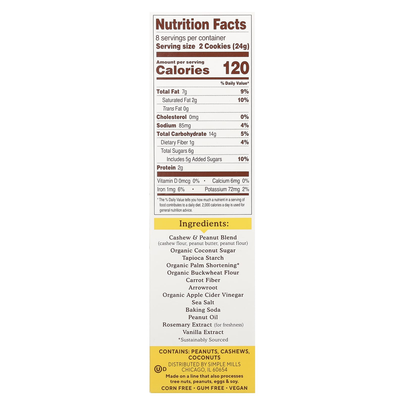 Simple Mills, Nut Butter Stuffed Sandwich Cookies, Creamy Peanut Butter, 6.7 oz (190 g) - Image 2