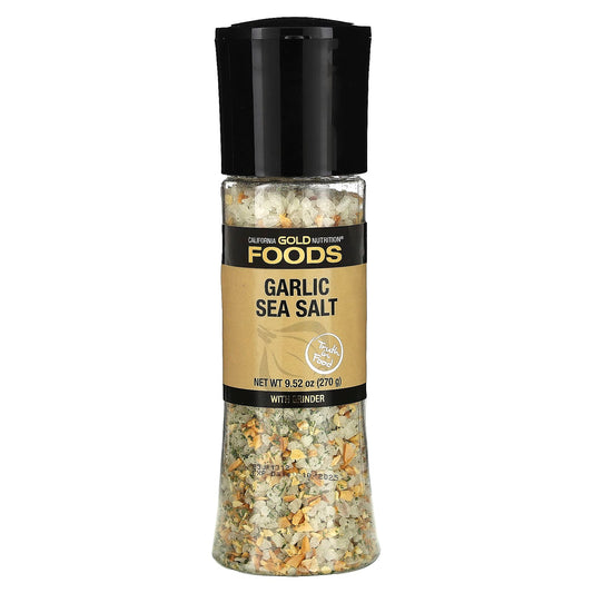 California Gold Nutrition Garlic Sea Salt Grinder, 9.52 oz (270g) - Image 1