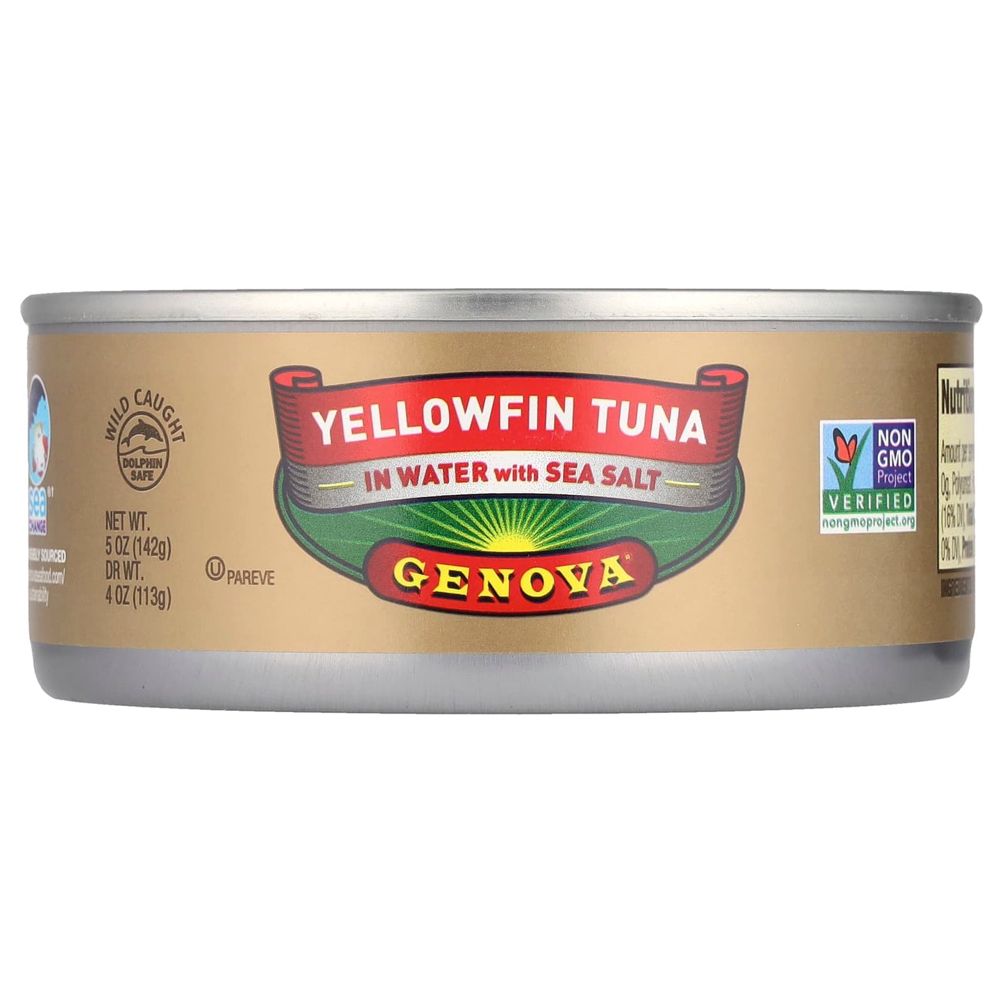 Wild-Caught Yellowfin Tuna in Water with Sea Salt, 5 oz (142g) - Genova - Image 1
