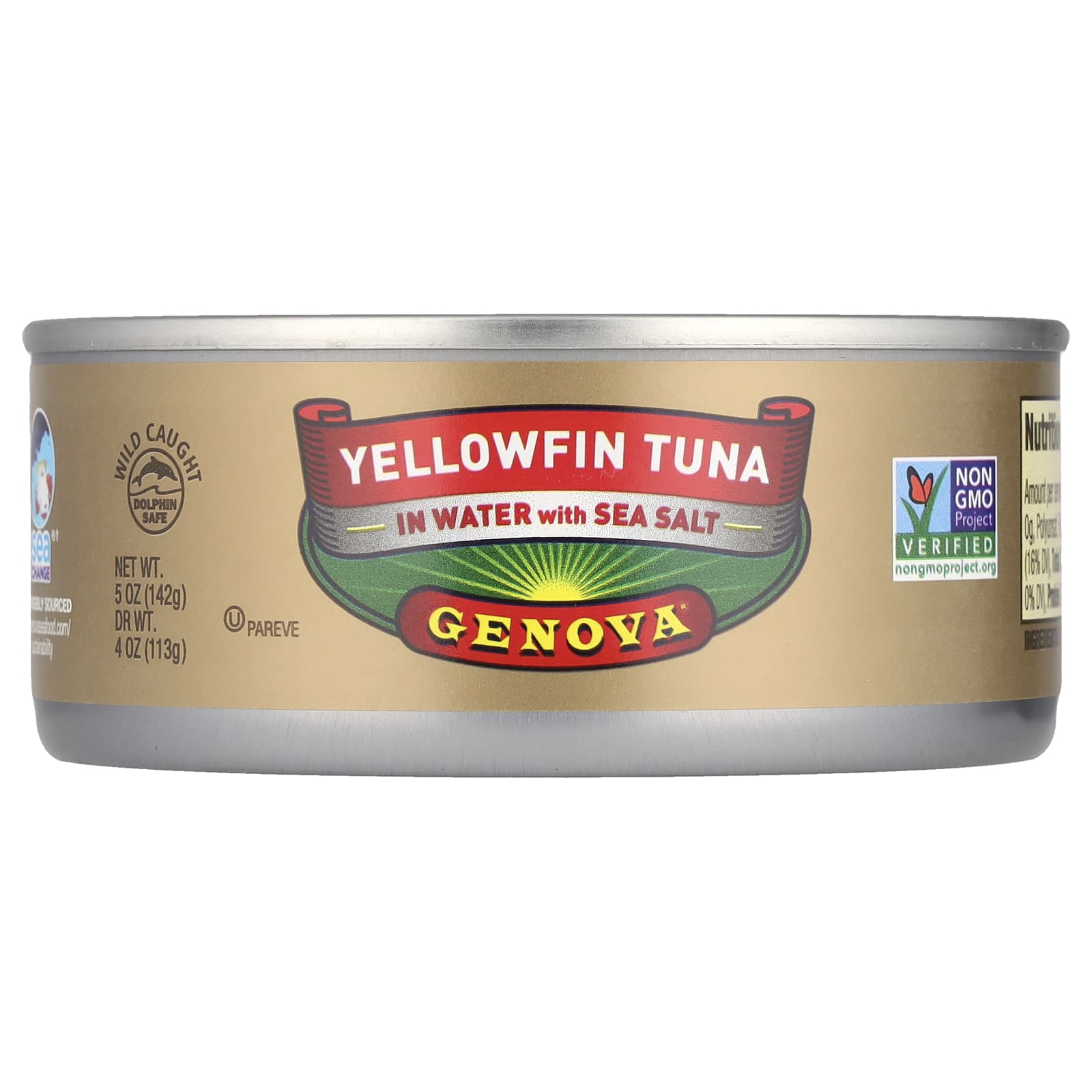 Wild-Caught Yellowfin Tuna in Water with Sea Salt, 5 oz (142g) - Genova - Image 1