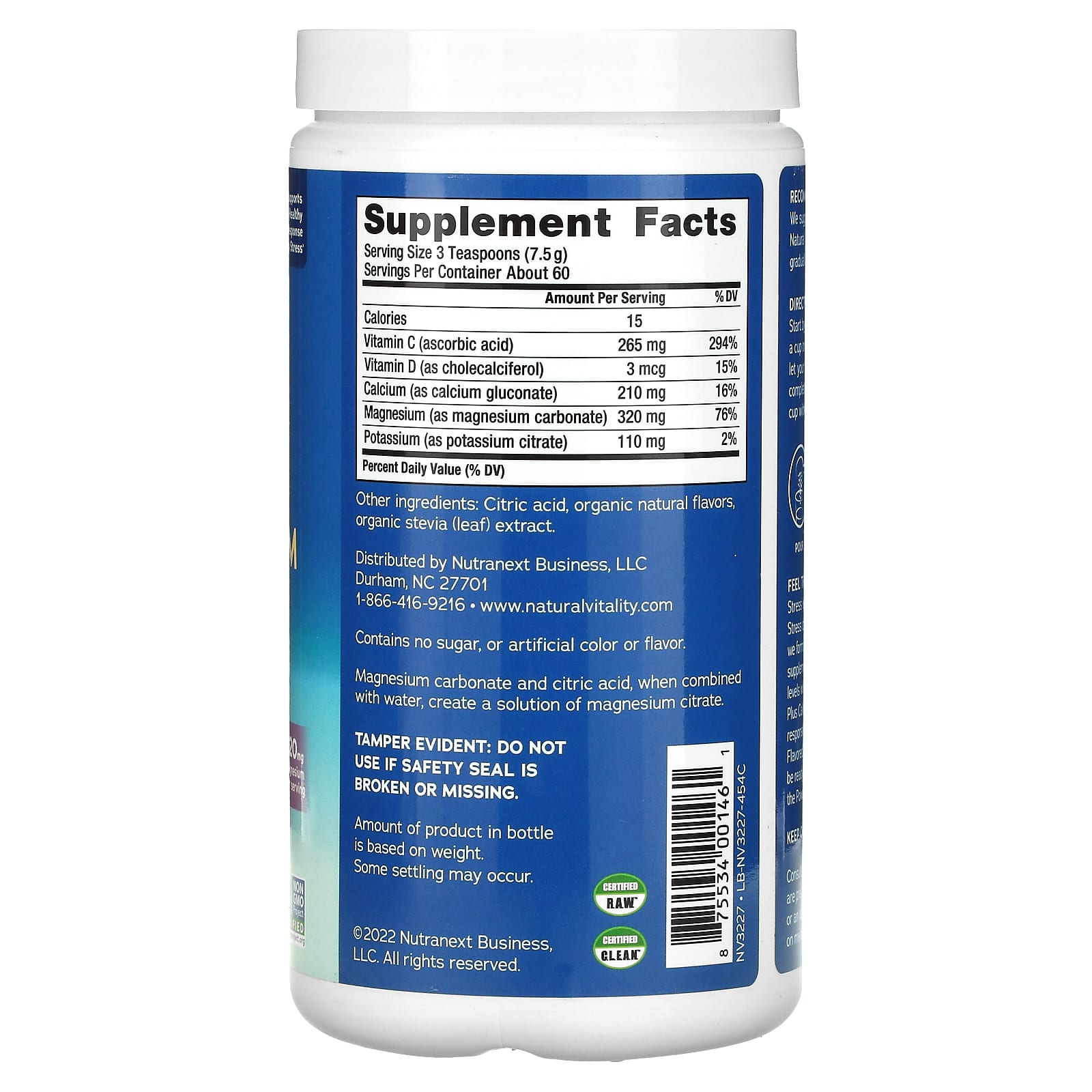 Natural Vitality, CALM Plus Calcium, Drink Mix, Raspberry-Lemon, 16 oz (454 g) - Image 2