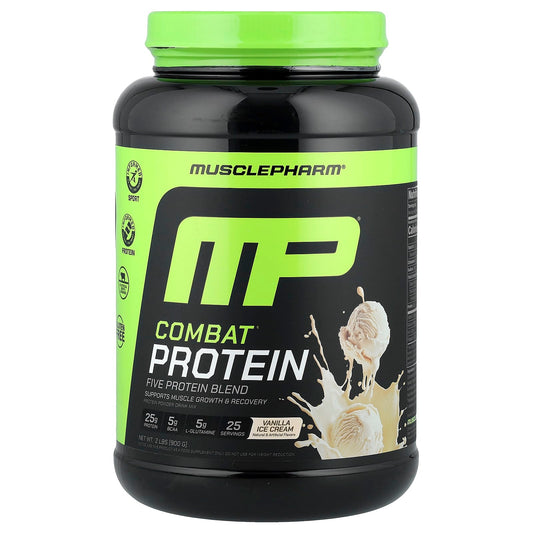MusclePharm, Combat Protein Powder, Vanilla, 2 lbs (0.9 kg) - Image 1