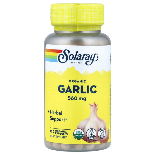 Solaray, Organic Garlic, 560 mg, 100 Organic Capsules - Image 1