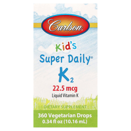 Carlson Kid's Super Daily K2 Vitamin, 360 mg, 10 ml Liquid Drops - Image 1