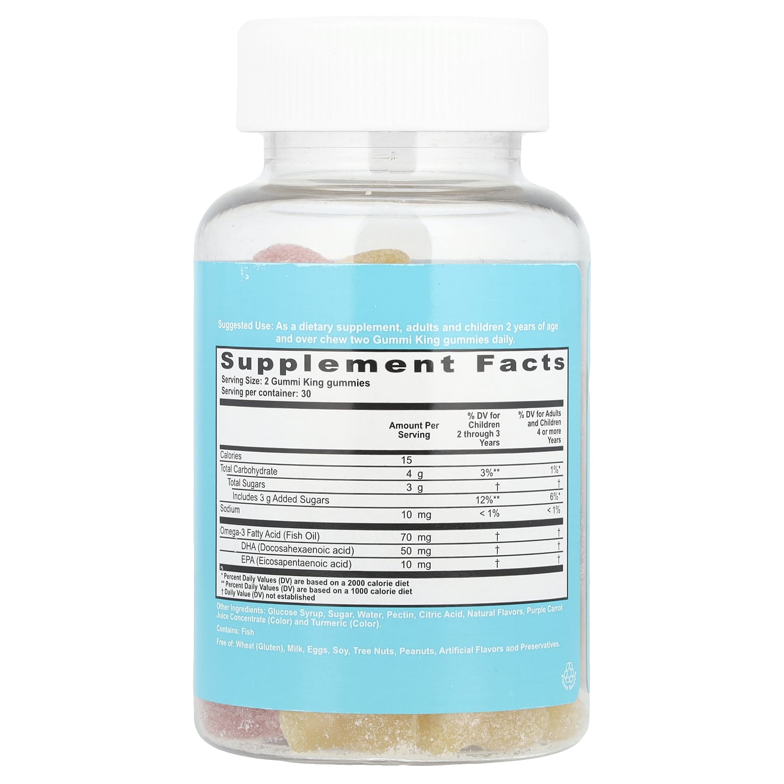GummiKing, Omega-3 DHA + EPA for Kids, Strawberry, Orange and Lemon, 60 Gummies (35 mg per Gummy)
