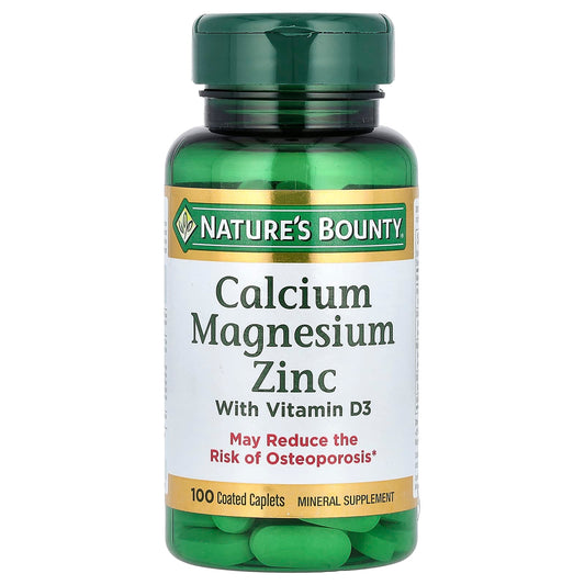 Nature's Bounty, Calcium Magnesium Zinc with Vitamin D3, 100 Coated Caplets - Image 1