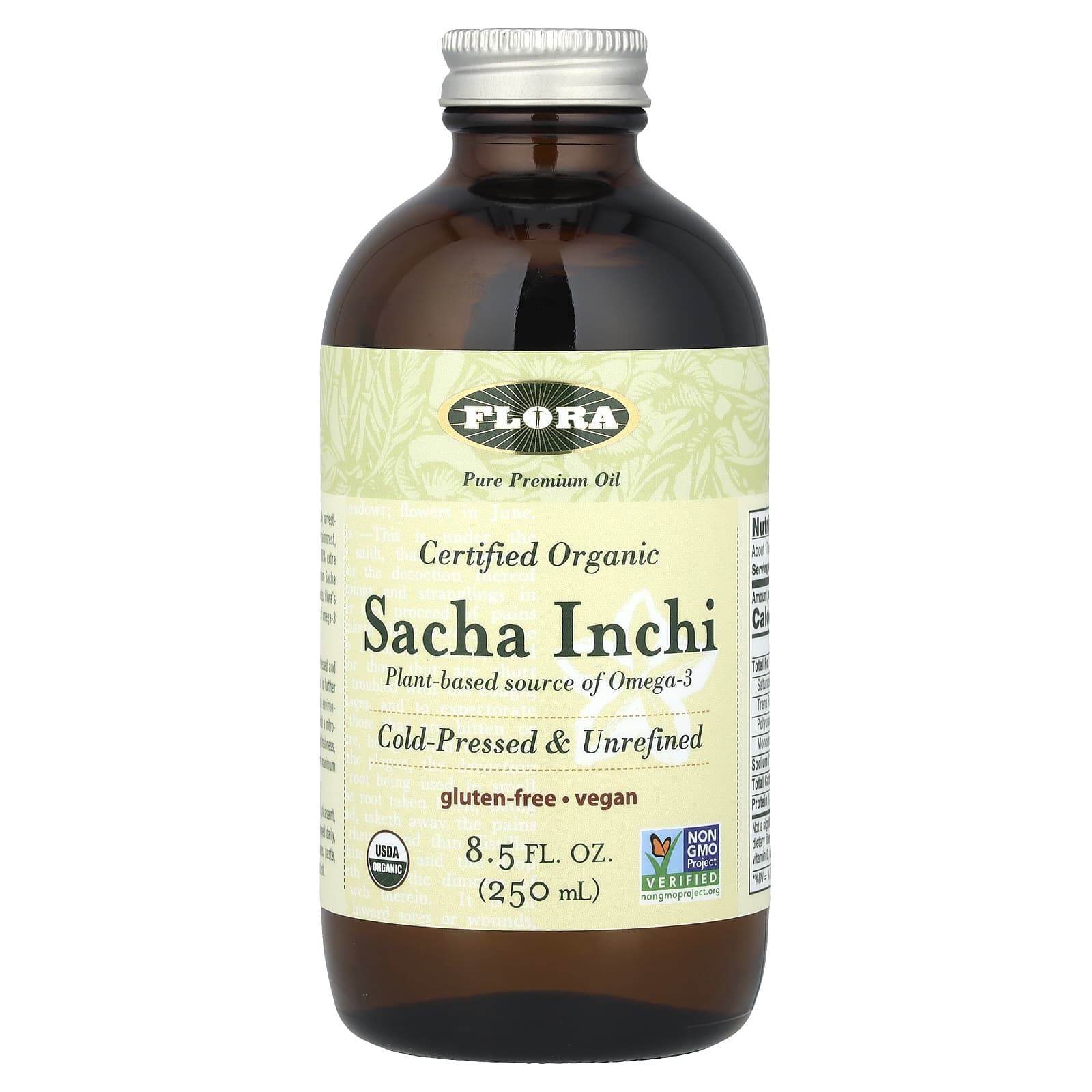 Certified Organic Sacha Inchi Oil, 8.5 fl oz (250 ml) - Vegan, Gluten-Free, Non-GMO - Image 1