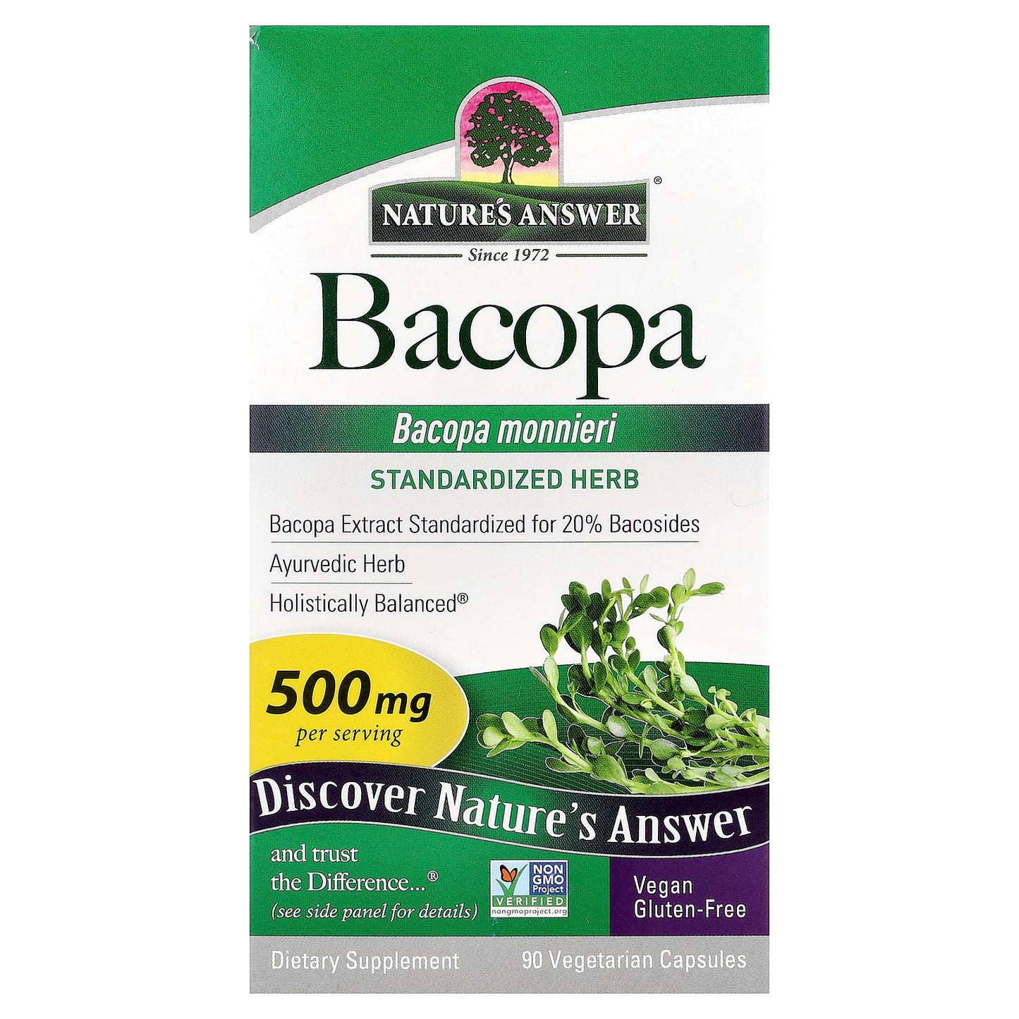 Nature's Answer, Bacopa, 500 mg, 90 Vegetarian Capsules - Image 1