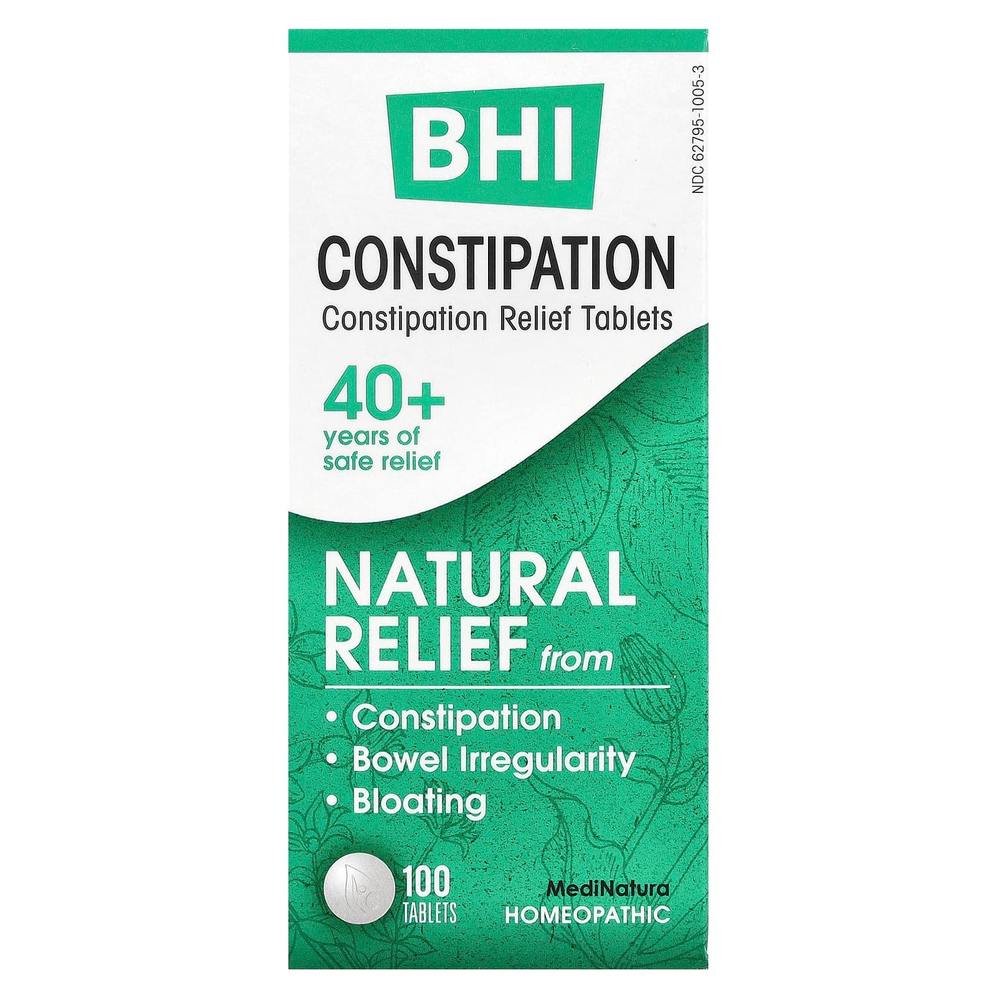 MediNatura, BHI, Constipation Relief, 100 Tablets - Image 1