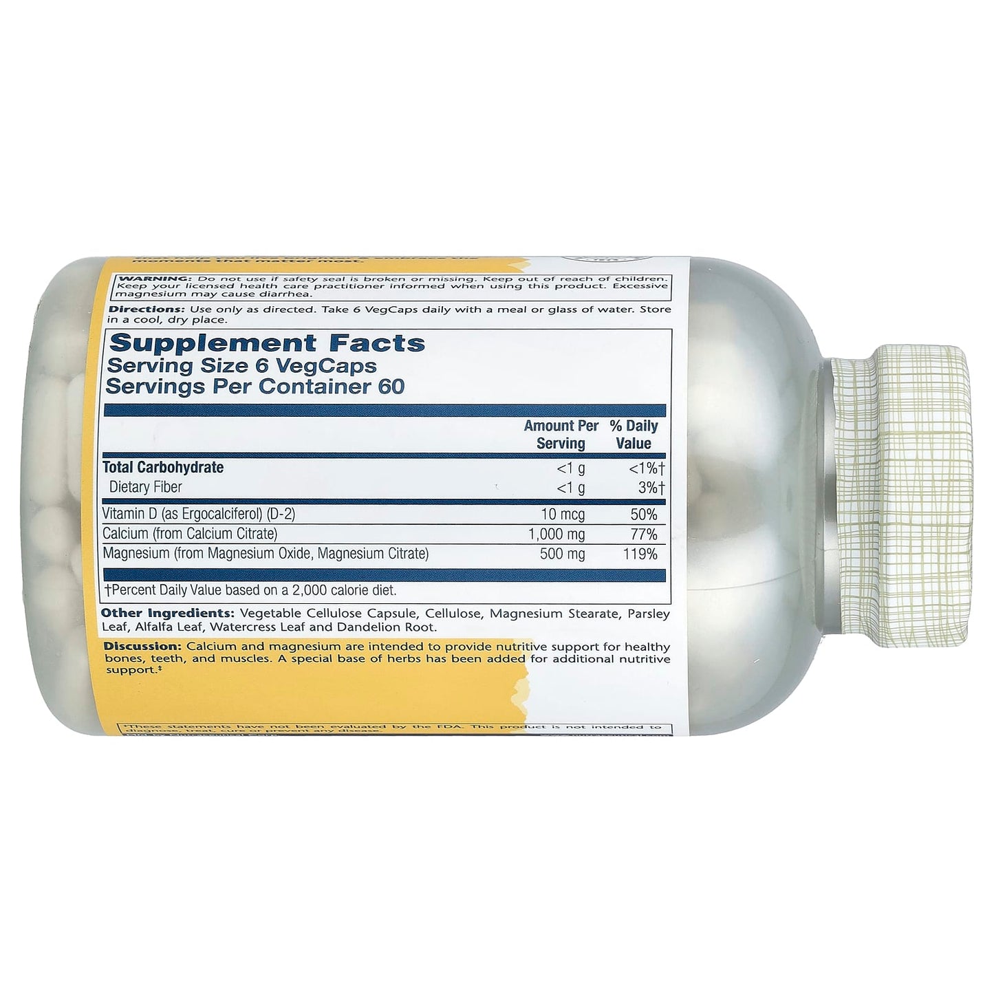 Solaray, Cal-Mag Citrate with Vitamin D-2, 360 VegCaps - Image 2