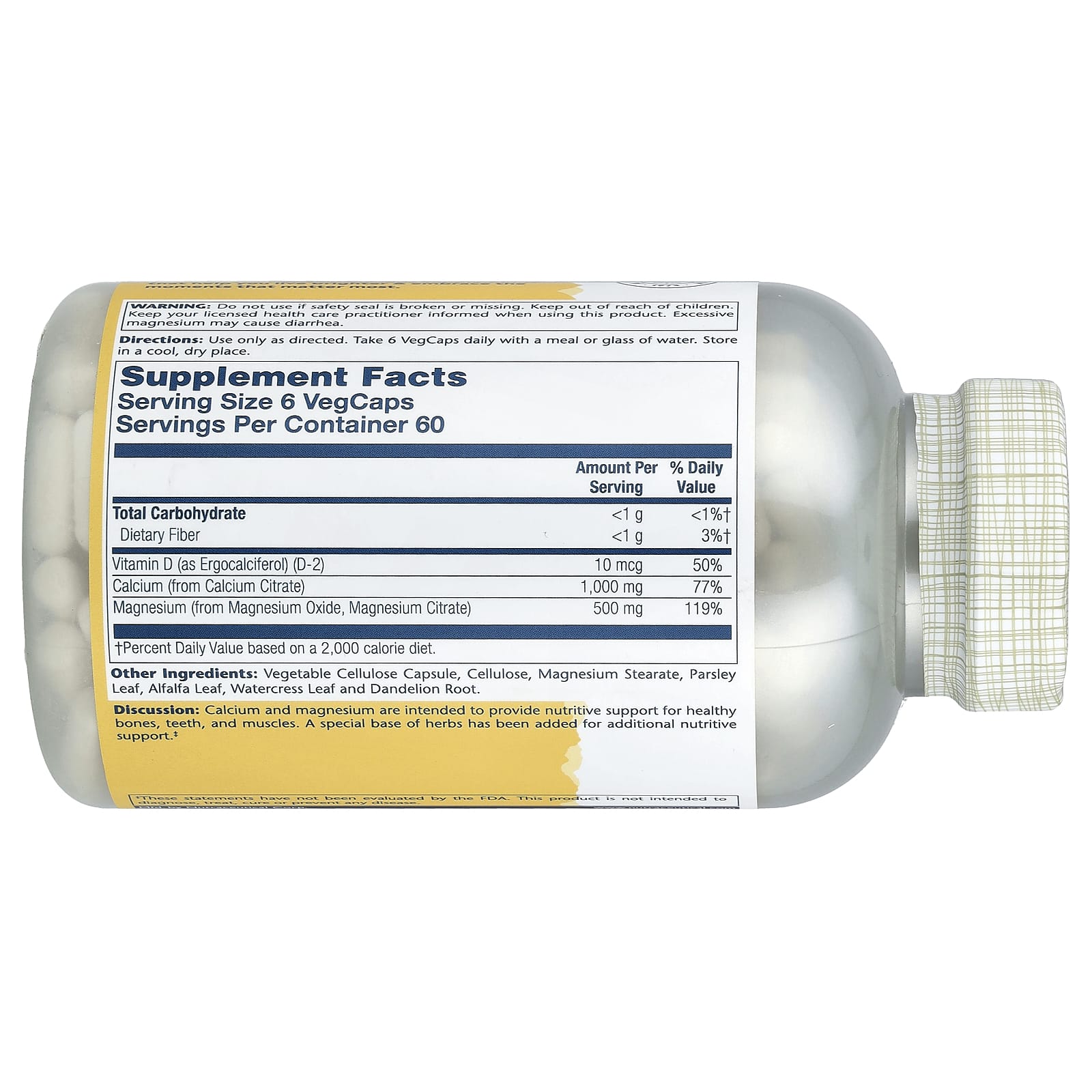 Solaray, Cal-Mag Citrate with Vitamin D-2, 360 VegCaps - Image 2