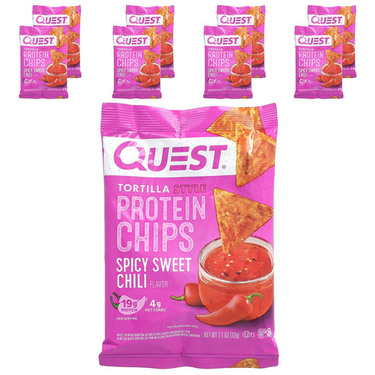 Quest Nutrition, Tortilla Style Protein Chips, Spicy Sweet Chili, 8 Bags, 1.1 oz (32 g) Each - Image 1