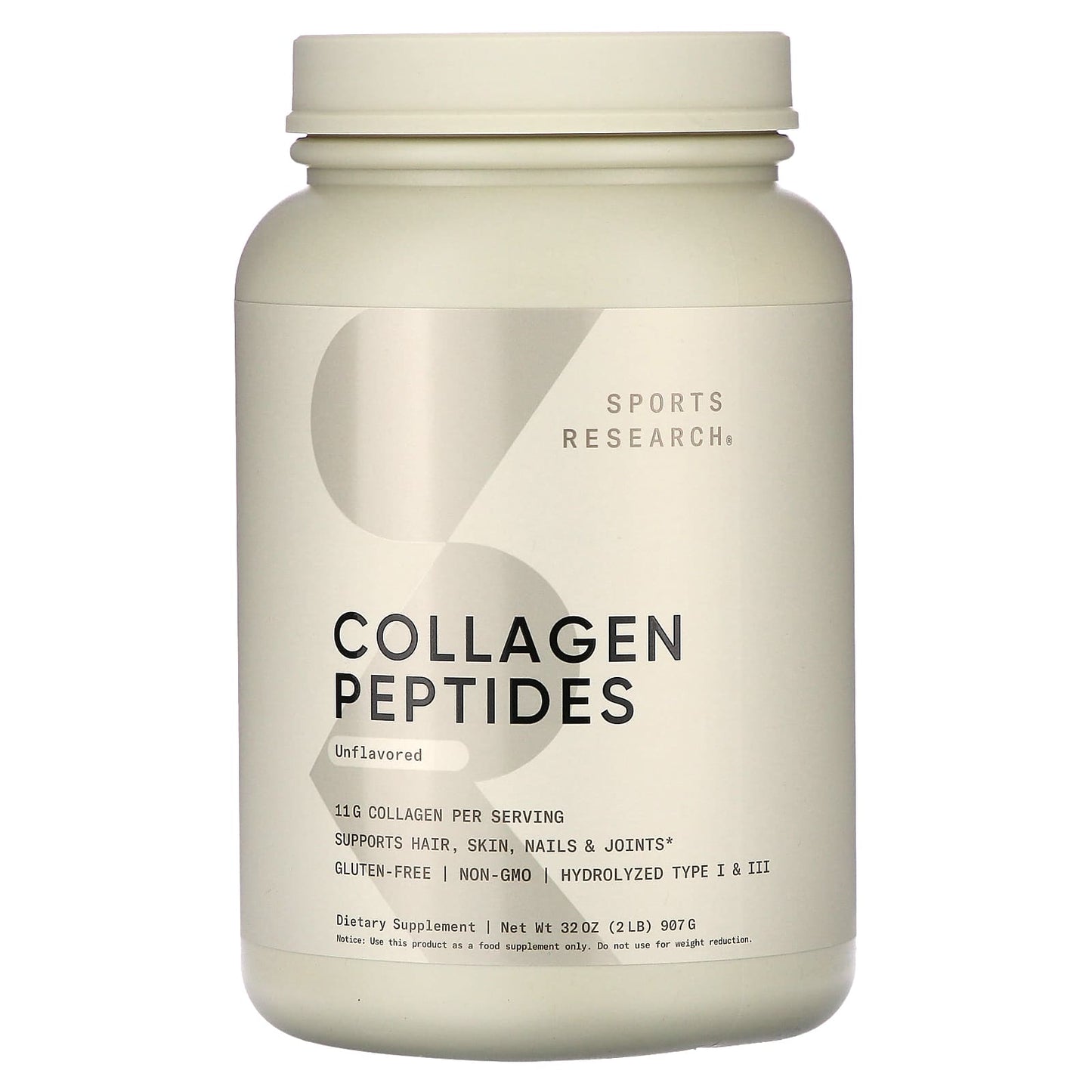 Sports Research, Collagen Peptides, Unflavored, 2 lbs (907 g) - Image 1