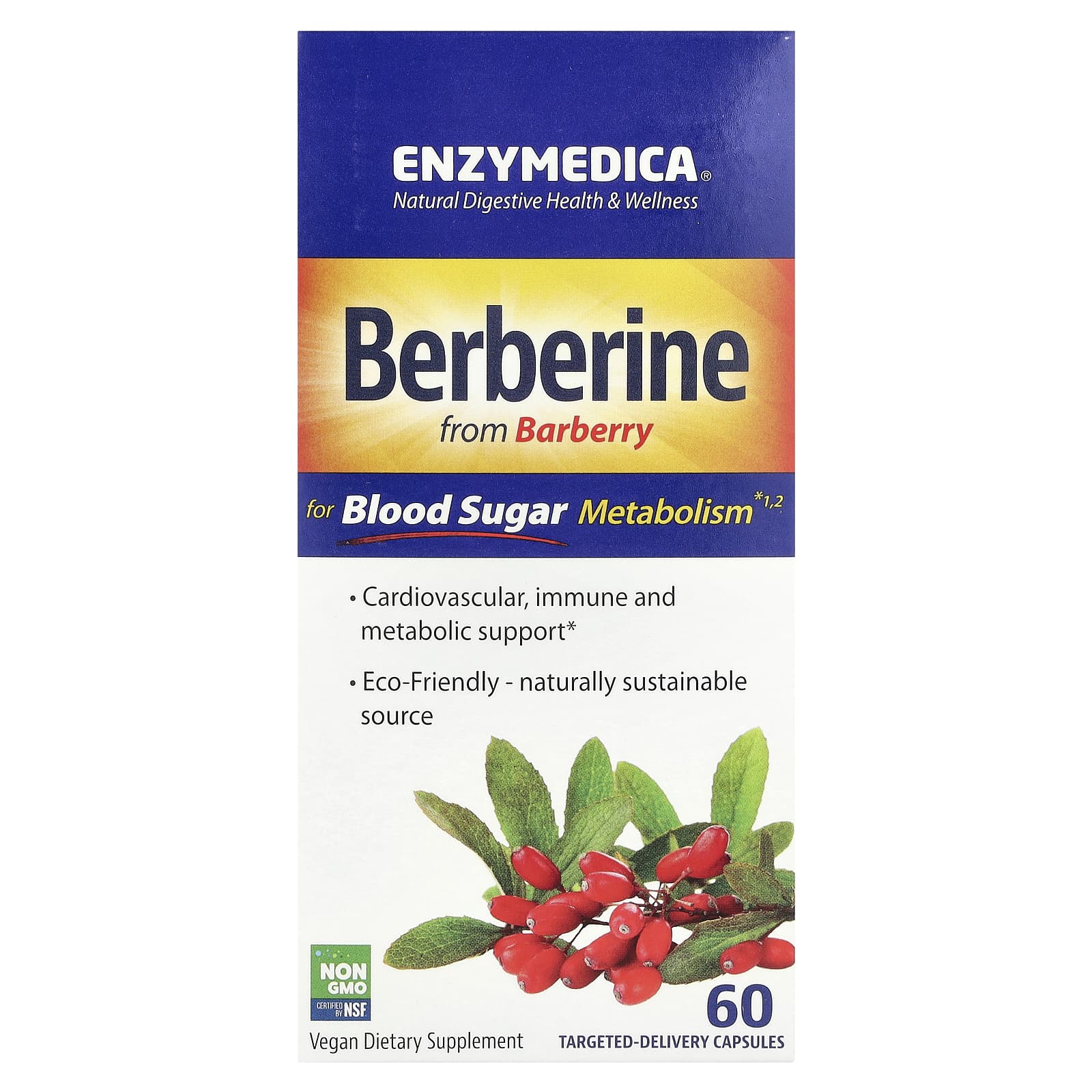Berberine for Blood Sugar Support | 60 Capsules by Enzymedica - Image 1