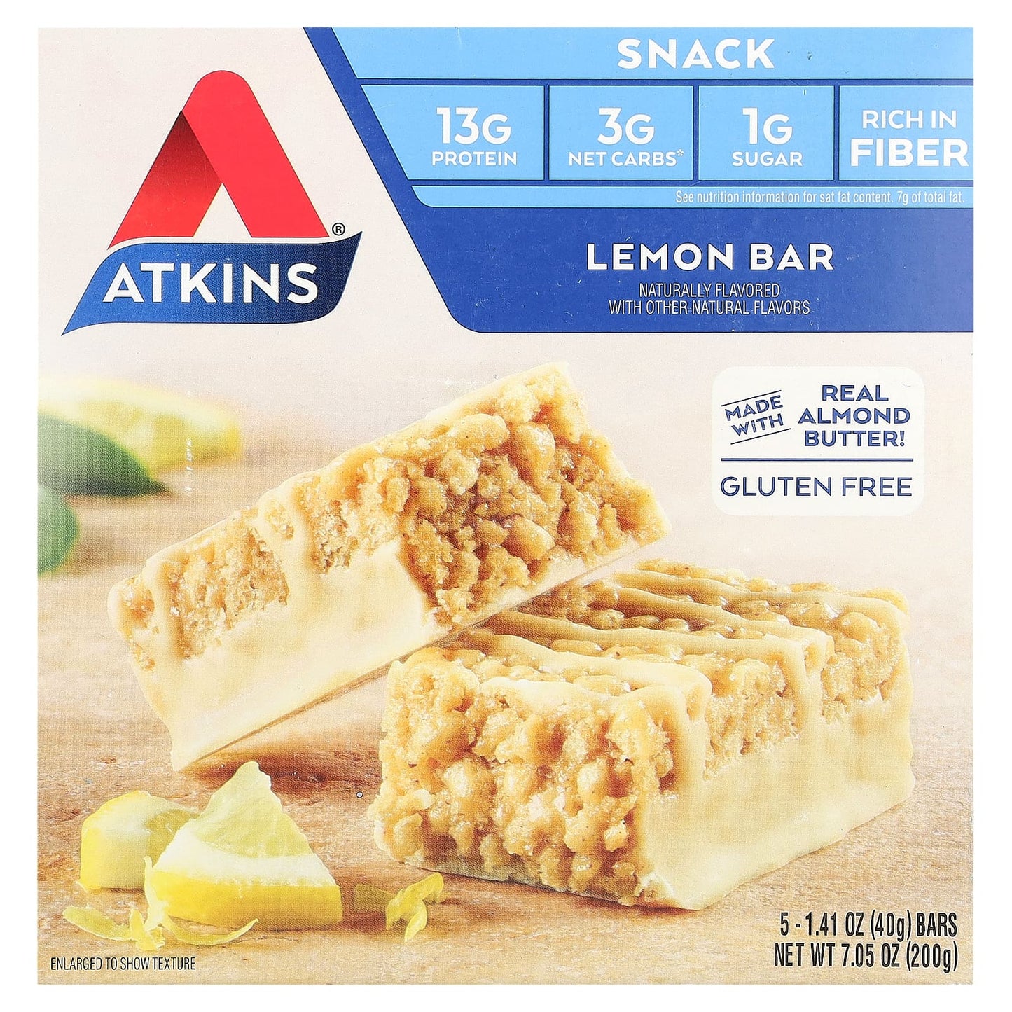 Lemon Bars for Weight Loss - No Maltitol, Gluten Free - Atkins Snack - Image 1