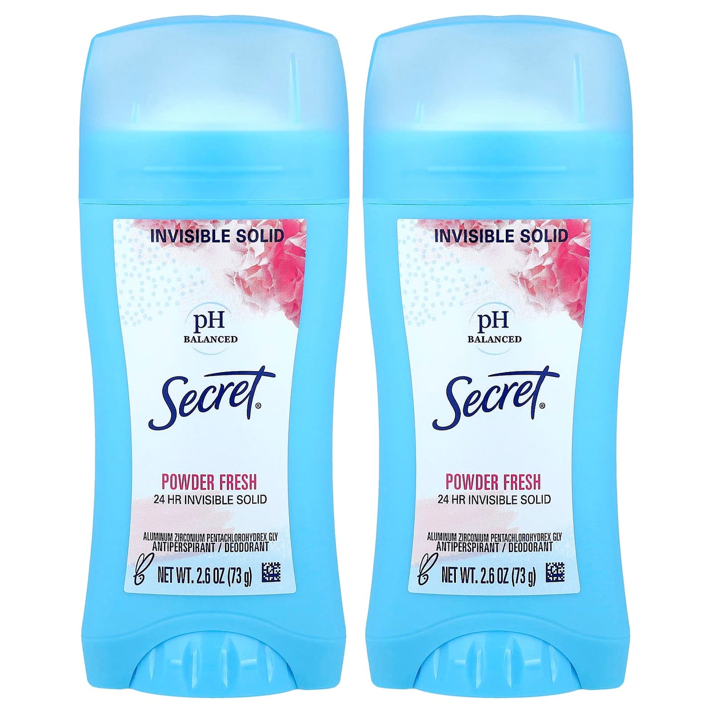 Secret, pH Balanced Invisible Solid Antiperspirant/Deodorant, Powder Fresh, Twin Pack, 2.6 oz (73 g) Each - Image 1