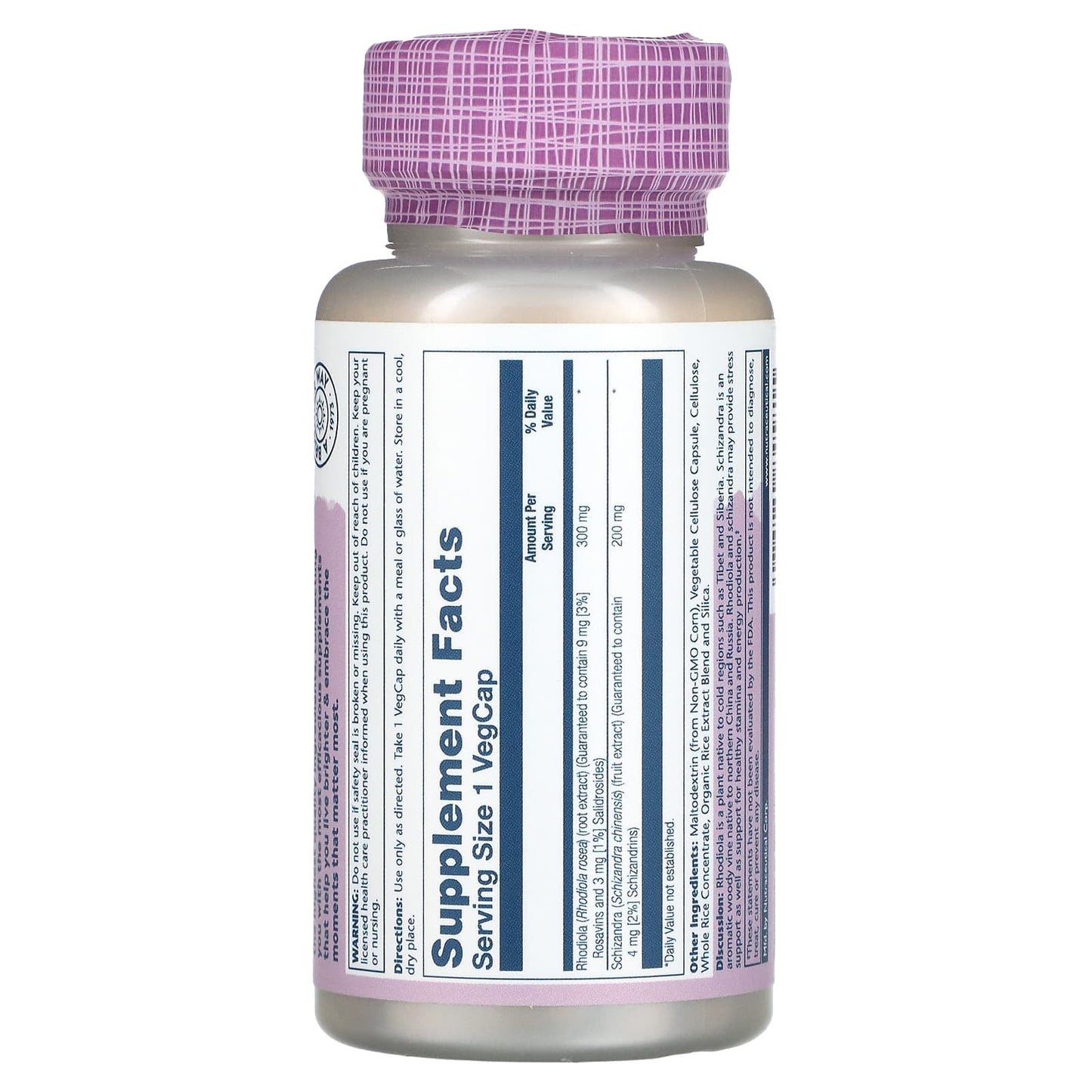 Solaray, Rhodiola Schizandra Vital Extracts, 60 VegCaps - Image 2