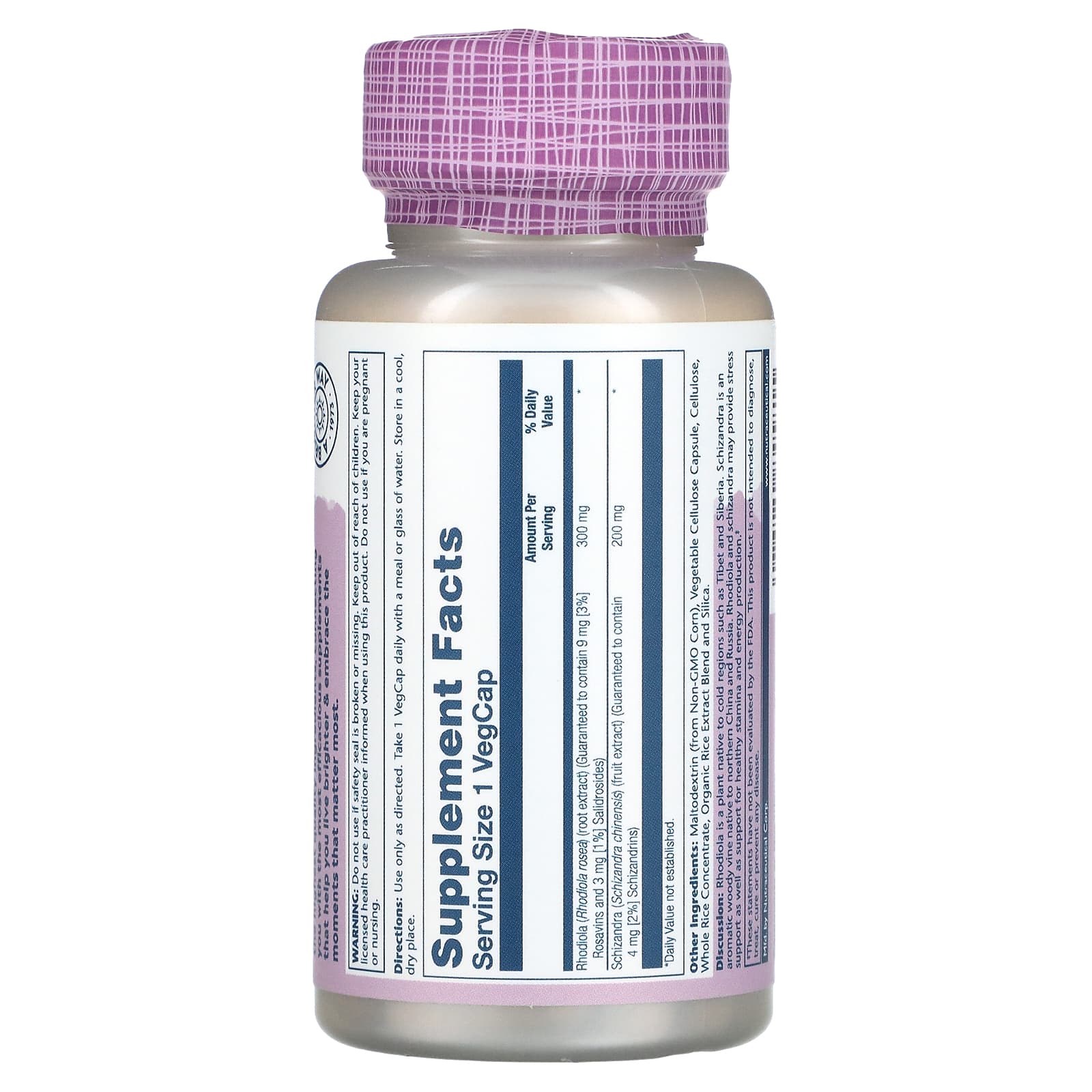 Solaray, Rhodiola Schizandra Vital Extracts, 60 VegCaps - Image 2