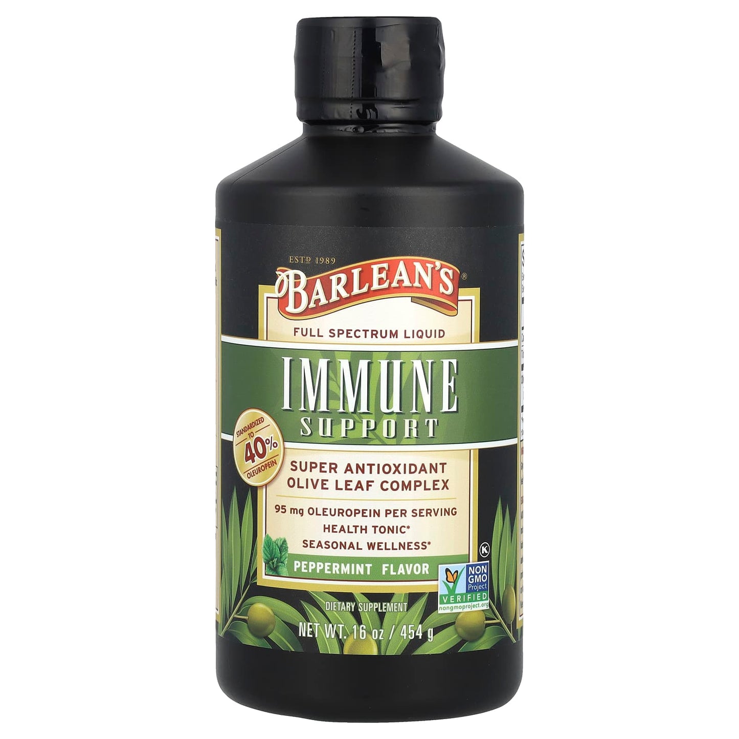 Barlean's Olive Leaf Complex, 95mg Oleuropein, 16oz Liquid - Image 1