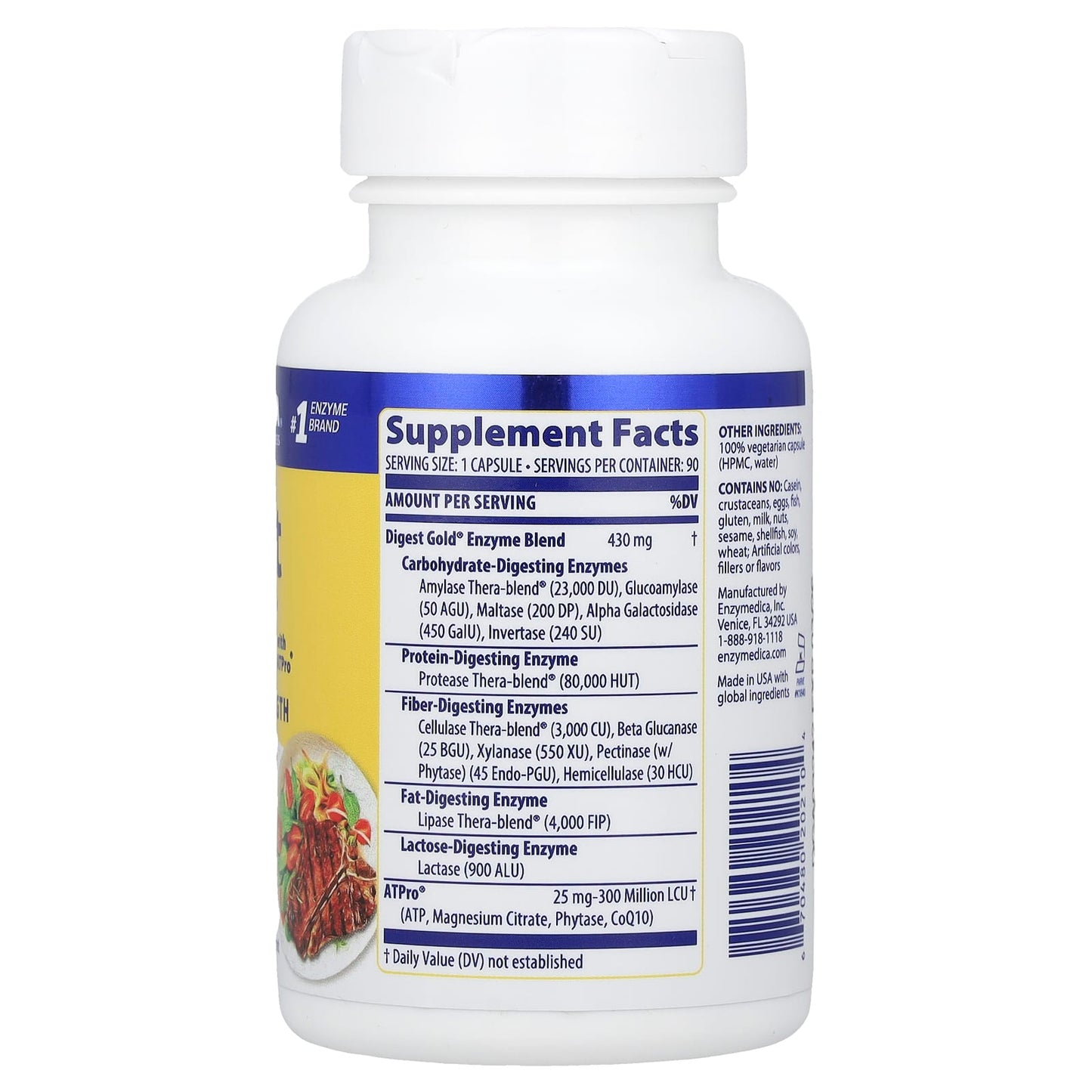 Max Strength Digestive Enzymes by Enzymedica - 90 Capsules - Image 2