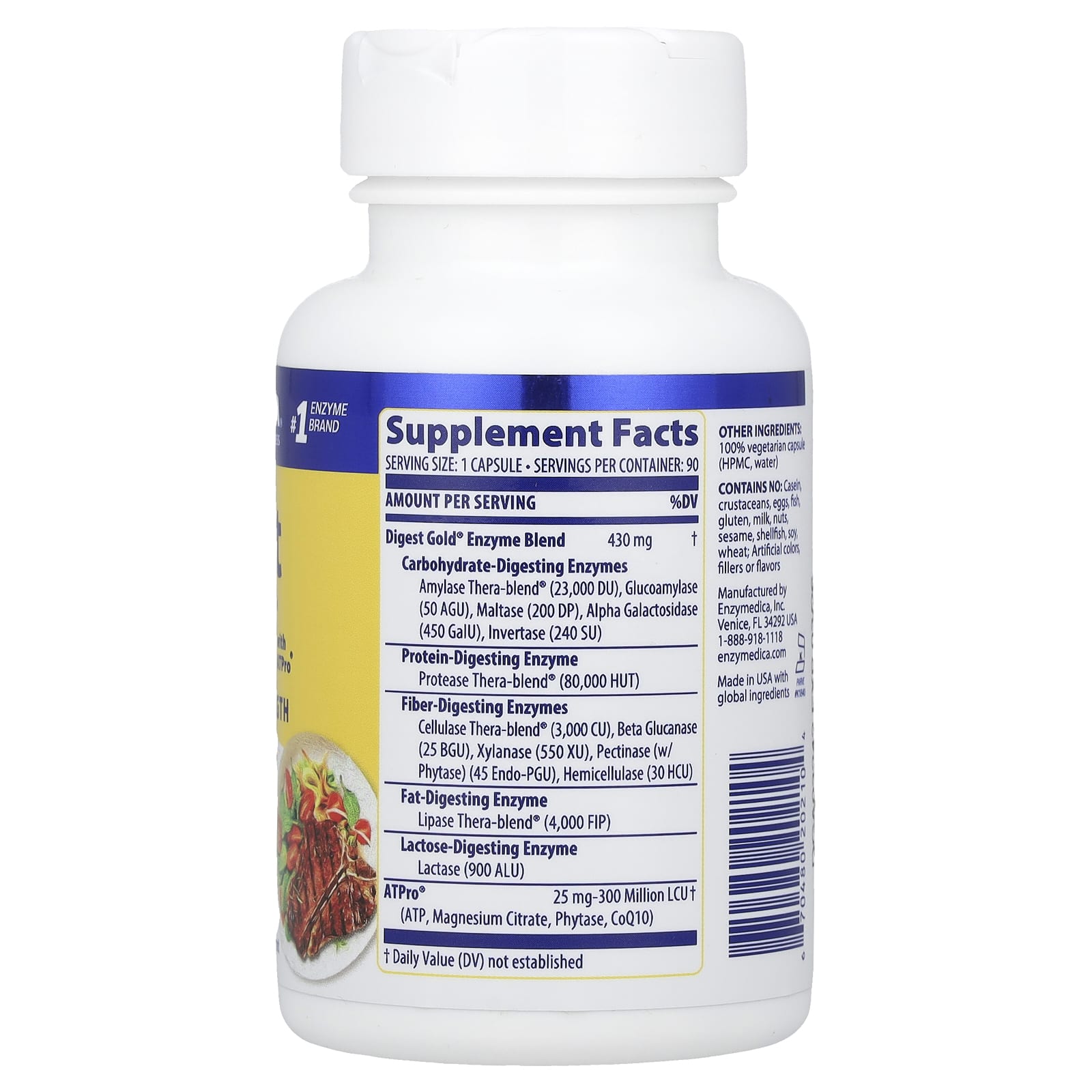 Max Strength Digestive Enzymes by Enzymedica - 90 Capsules - Image 2