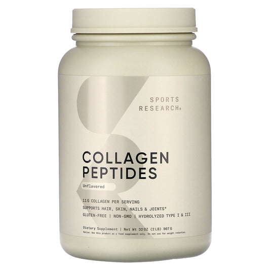 Sports Research, Collagen Peptides, Unflavored, 2 lbs (907 g) - Image 1