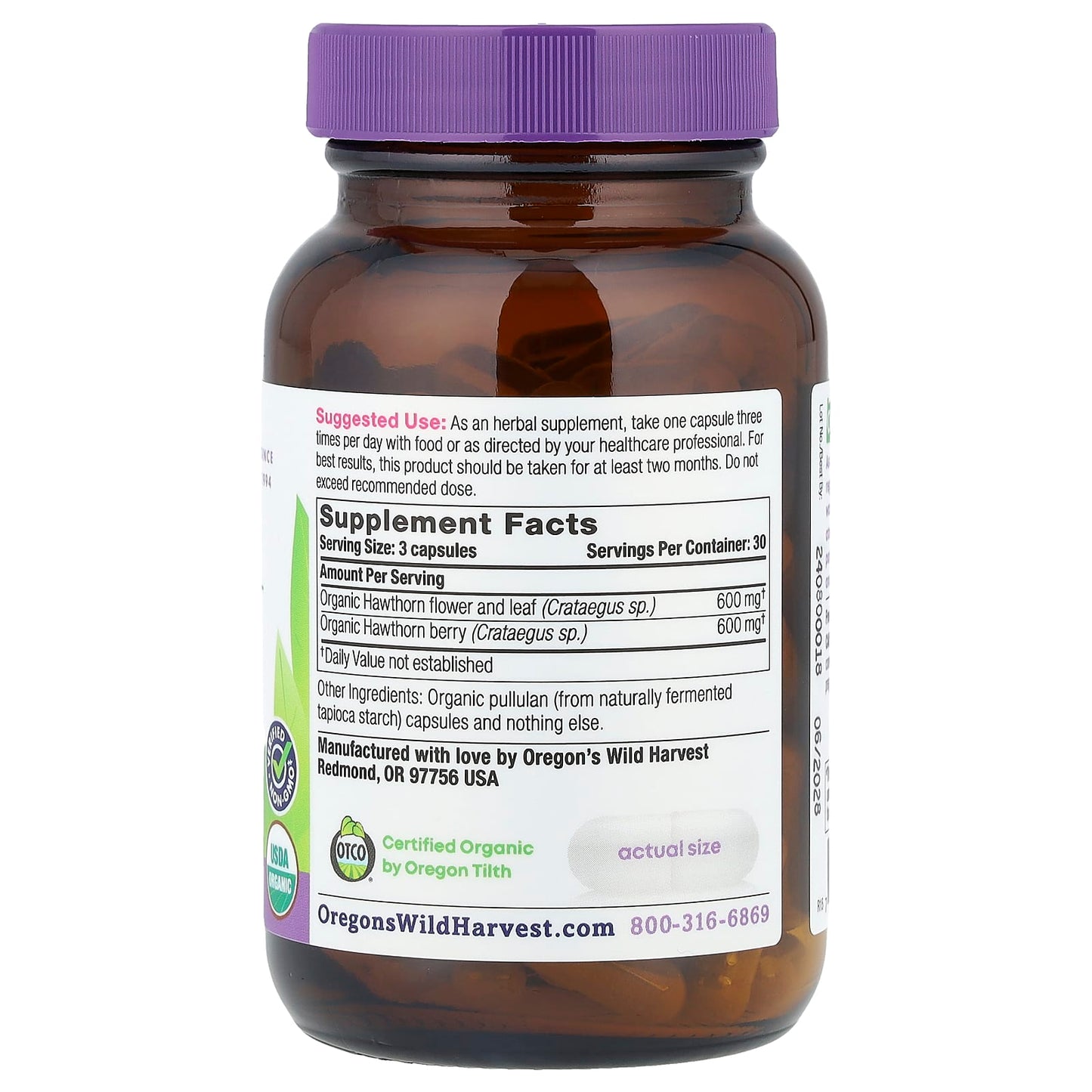 Oregon's Wild Harvest, Organic Hawthorn, 90 Vegan Capsules - Image 2