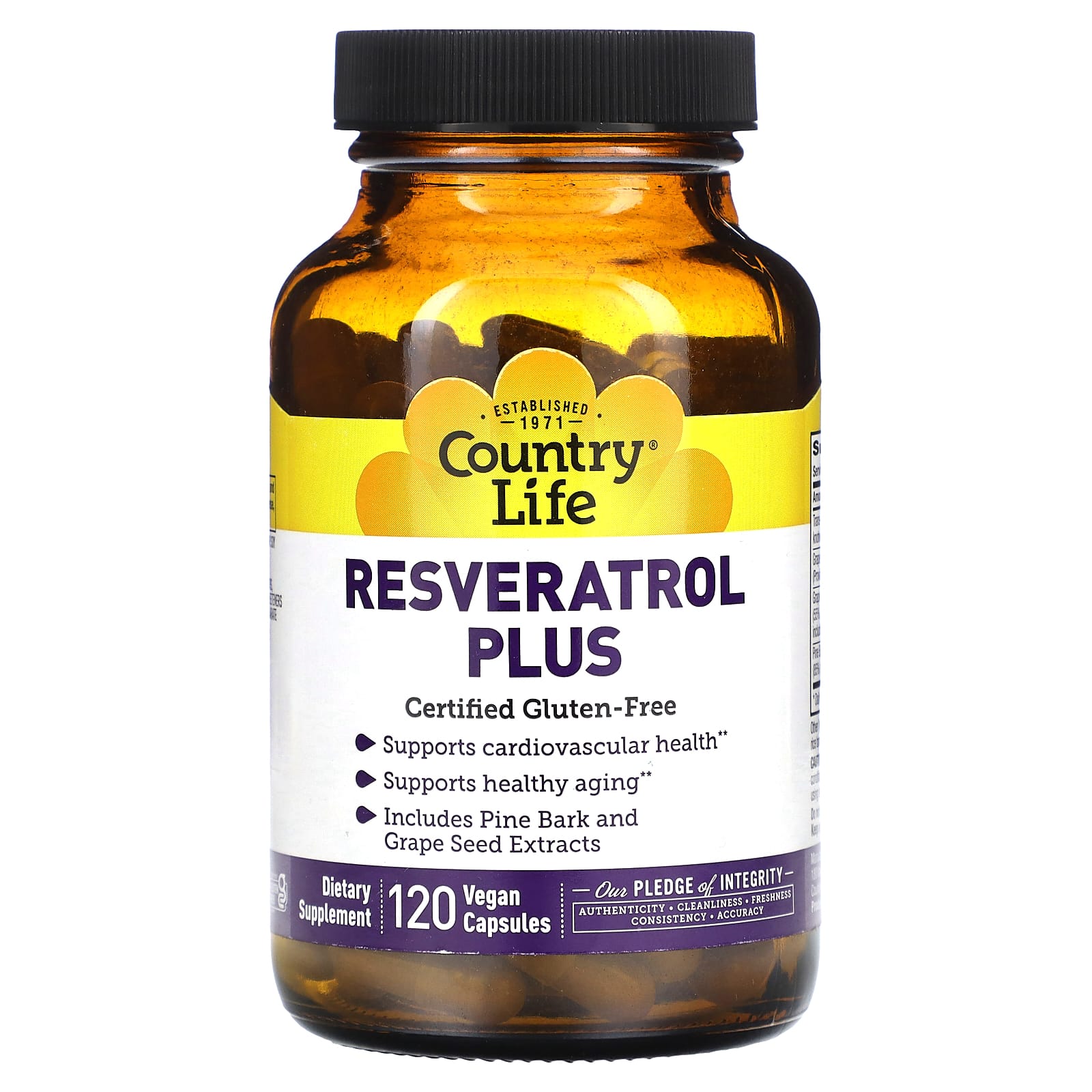 Country Life Resveratrol Plus for Healthy Aging & Heart Support - 120 Vegan Capsules - Image 1