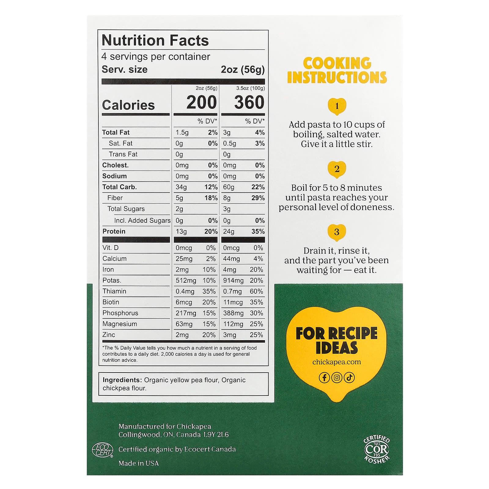 High-Protein, Organic Penne Pasta - Vegan, Gluten-Free, 8 oz (227g) - Image 2