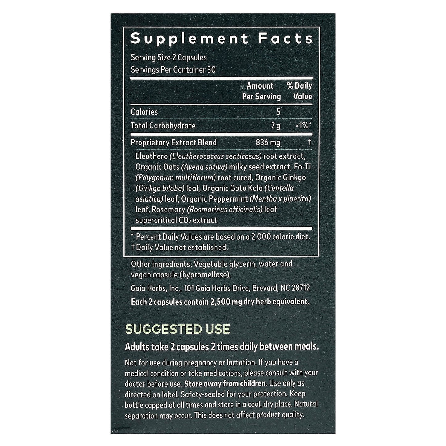 Gaia Herbs Mental Clarity & Focus, 60 Vegan Liquid Phyto-Caps - Image 2