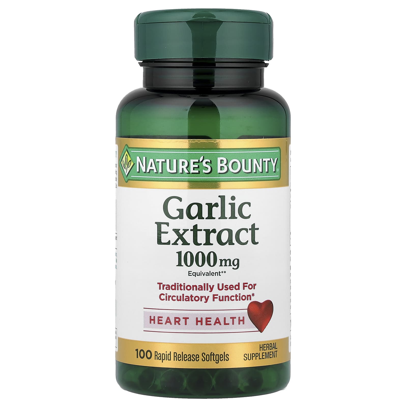 Nature's Bounty, Garlic Extract, 1,000 mg, 100 Rapid Release Softgels - Image 1