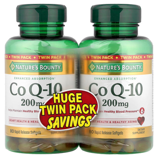 Nature's Bounty, Co Q-10, Twin Pack, 200 mg, 2 Bottles, 80 Rapid Release Softgels Each - Image 1