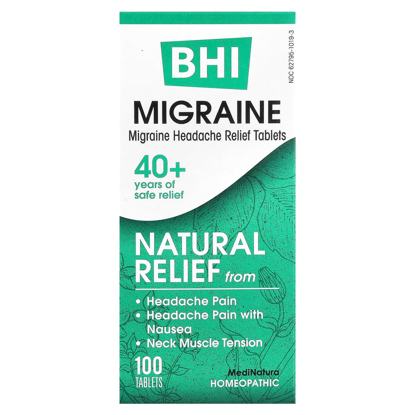 MediNatura, BHI, Migraine Headache Relief, 100 Tablets - Image 1