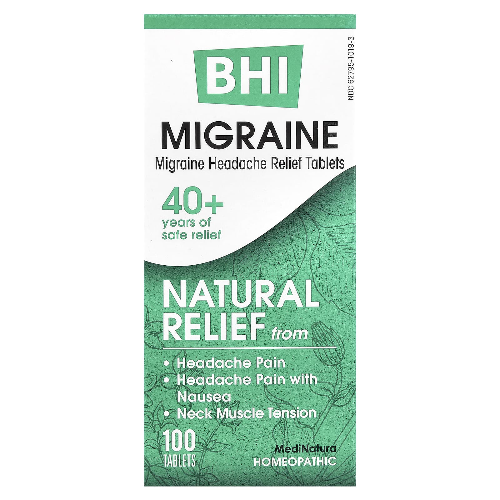 MediNatura, BHI, Migraine Headache Relief, 100 Tablets - Image 1