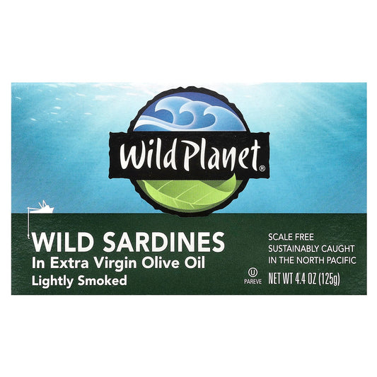 Wild Planet, Wild Sardines In Extra Virgin Olive Oil, Lightly Smoked, 4.4 oz (125 g) - Image 1