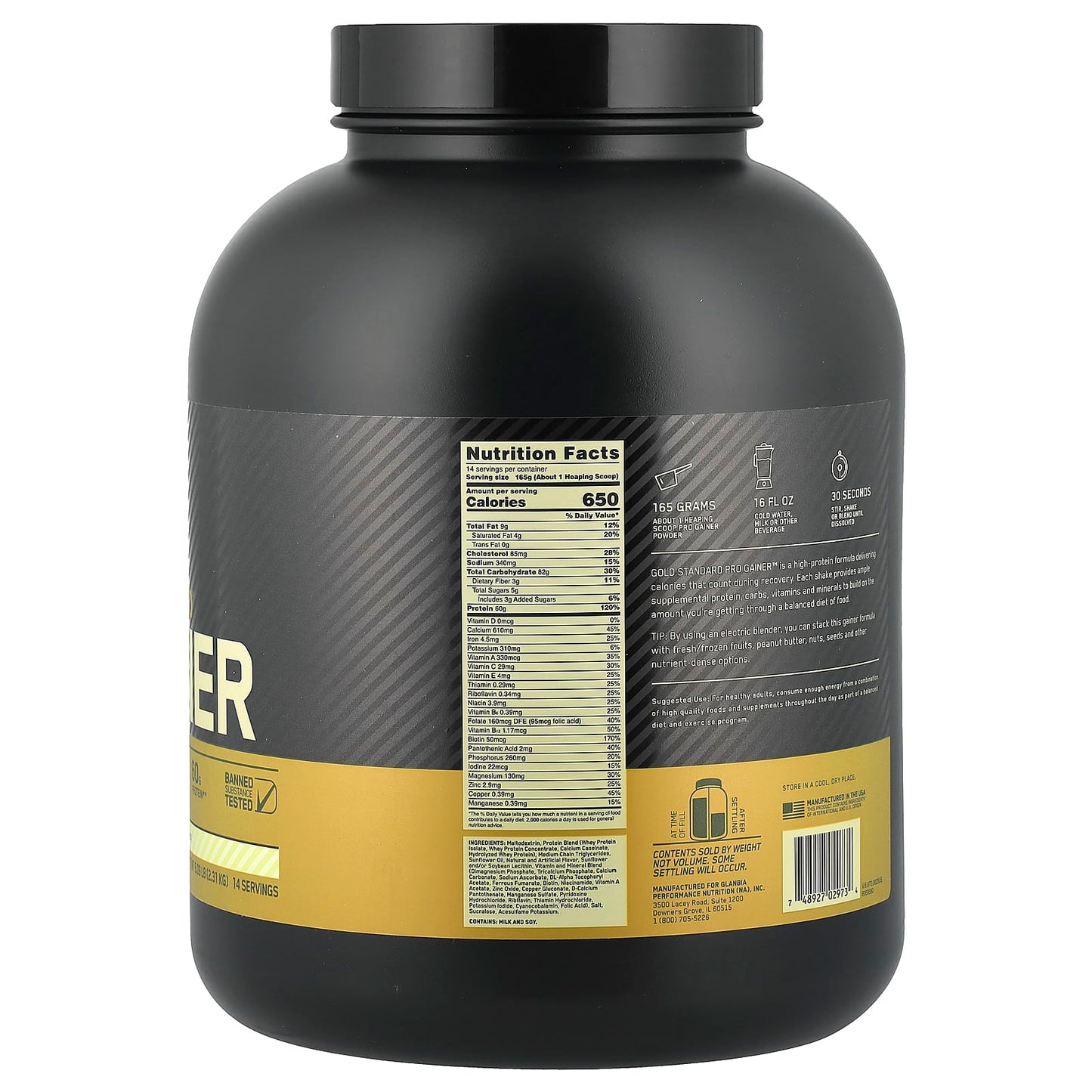 Optimum Nutrition, Gold Standard® Pro Gainer, Vanilla Custard, 5.09 lb (2.31 kg) - Image 2